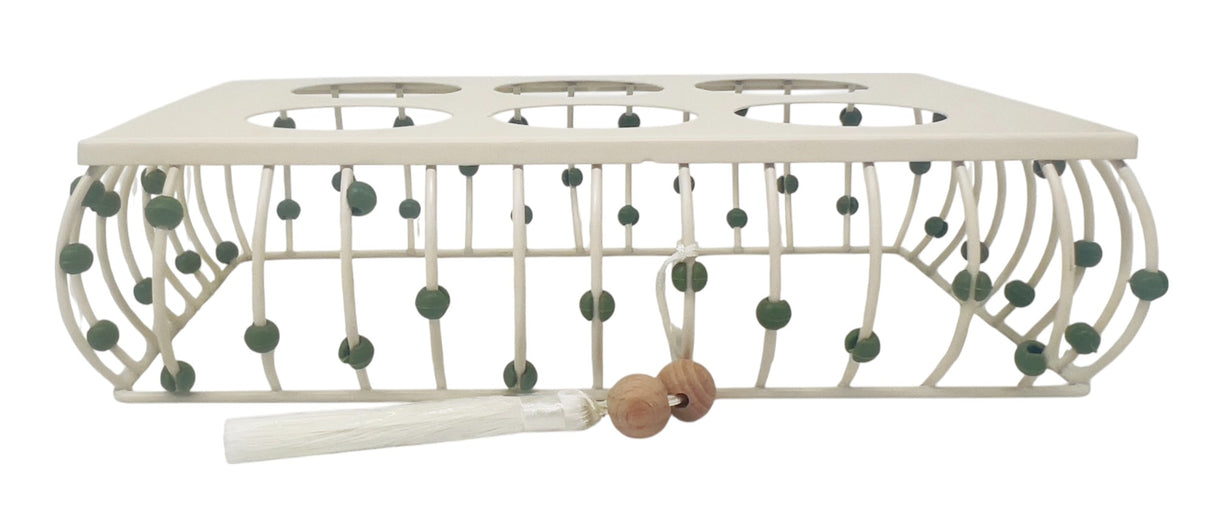 AKDC Rectangular Metal Cup Holder  27cm*15cm*7cm, Ivory