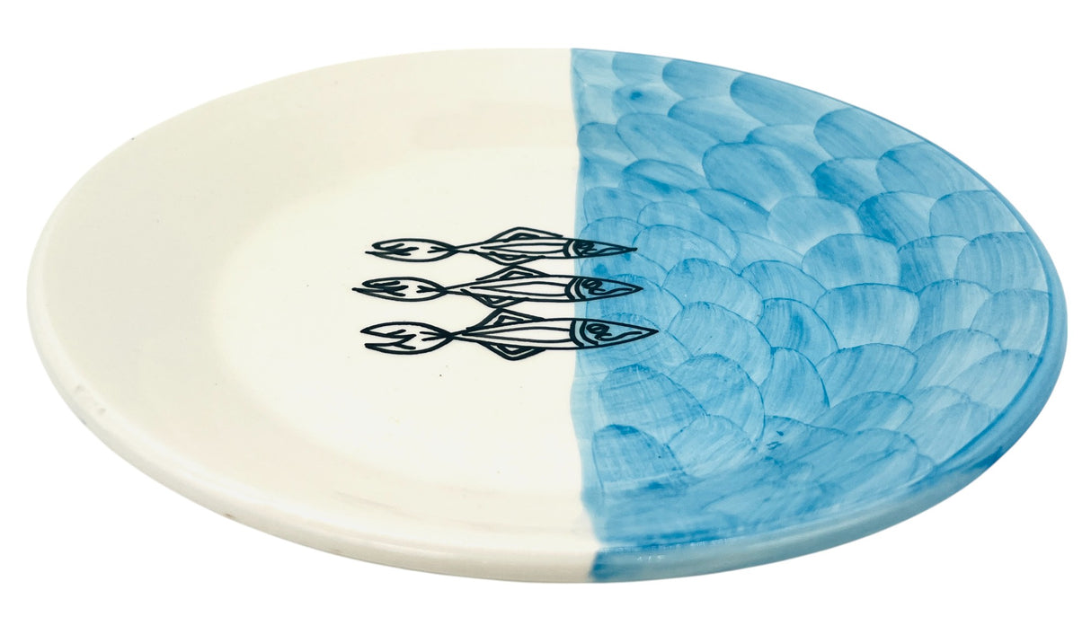 AKDC Round Ceramic Plate 20.5cm*3cm, Sardine Blue