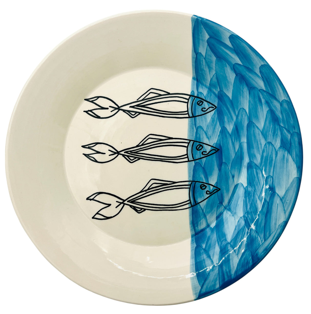 AKDC Round Ceramic Plate 24cm*3.5cm, Sardine Blue