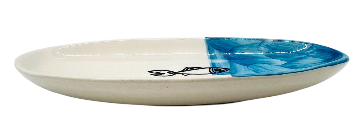AKDC Oval Ceramic Plate 20cm*9.5cm*2.5cm, Sardine Blue