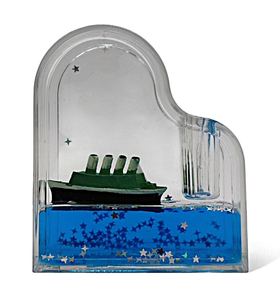 AKDC Acrylic Pen Holder with Floating Boat Design – Stylish Desk Organizer & Decorative Piece, 9×8 cm