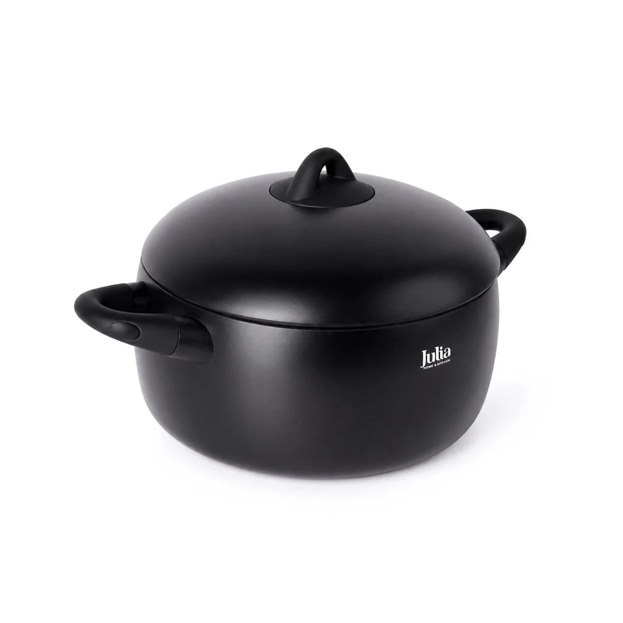 Julia Black Tec Casserole 28cm with Lid - Black - Titanium Non-Stick
