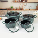 Julia Casserole Set 8Pcs - Green Teal - Durable Die-Cast Aluminum - Non-Stick