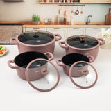 Julia Casserole Set 8Pcs – Dusty Rose - Durable Die-Cast Aluminum - Non-Stick