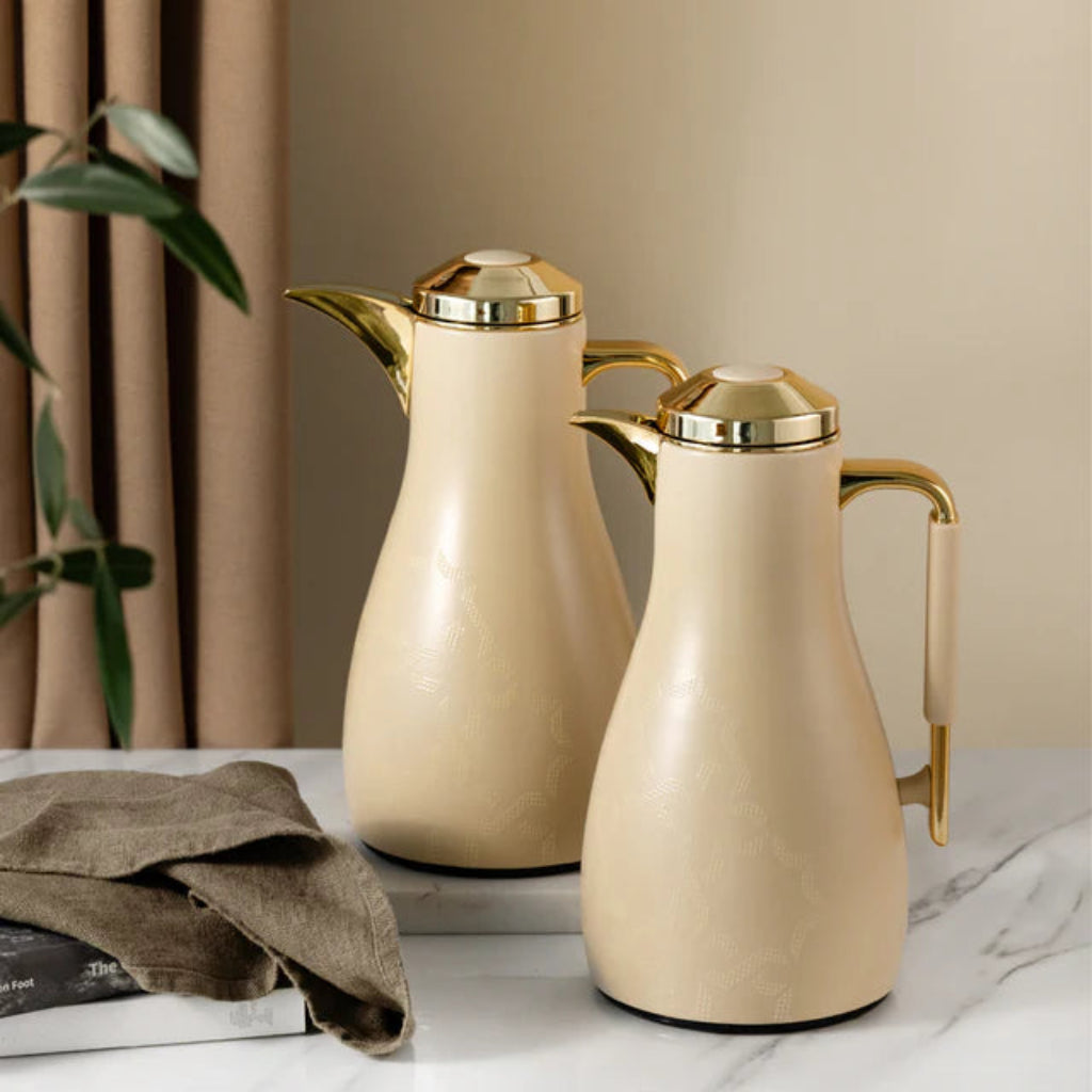 Otantik Octara - Vacuum Flask / Thermos (Set of 2)- Ivory & Gold