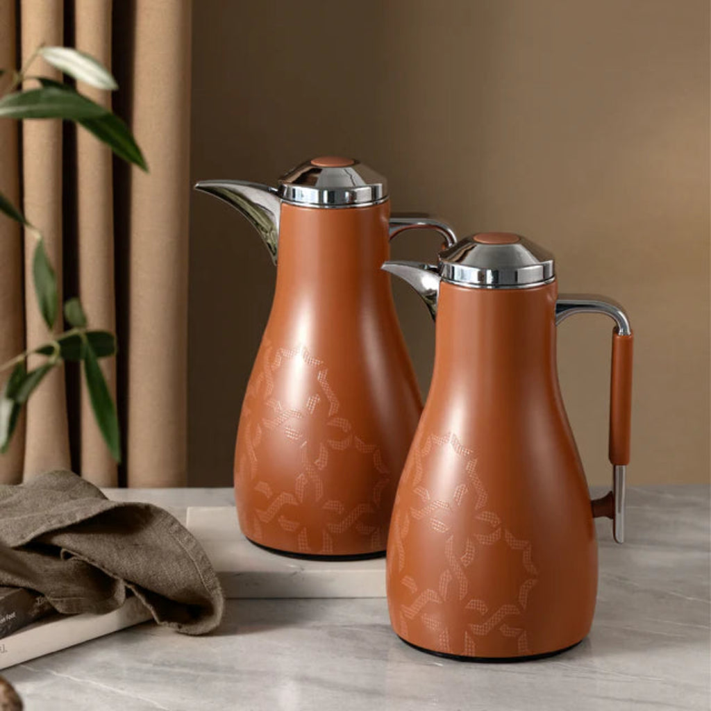 Otantik Octara - Vacuum Flask / Thermos (Set of 2)- Orange & Silver