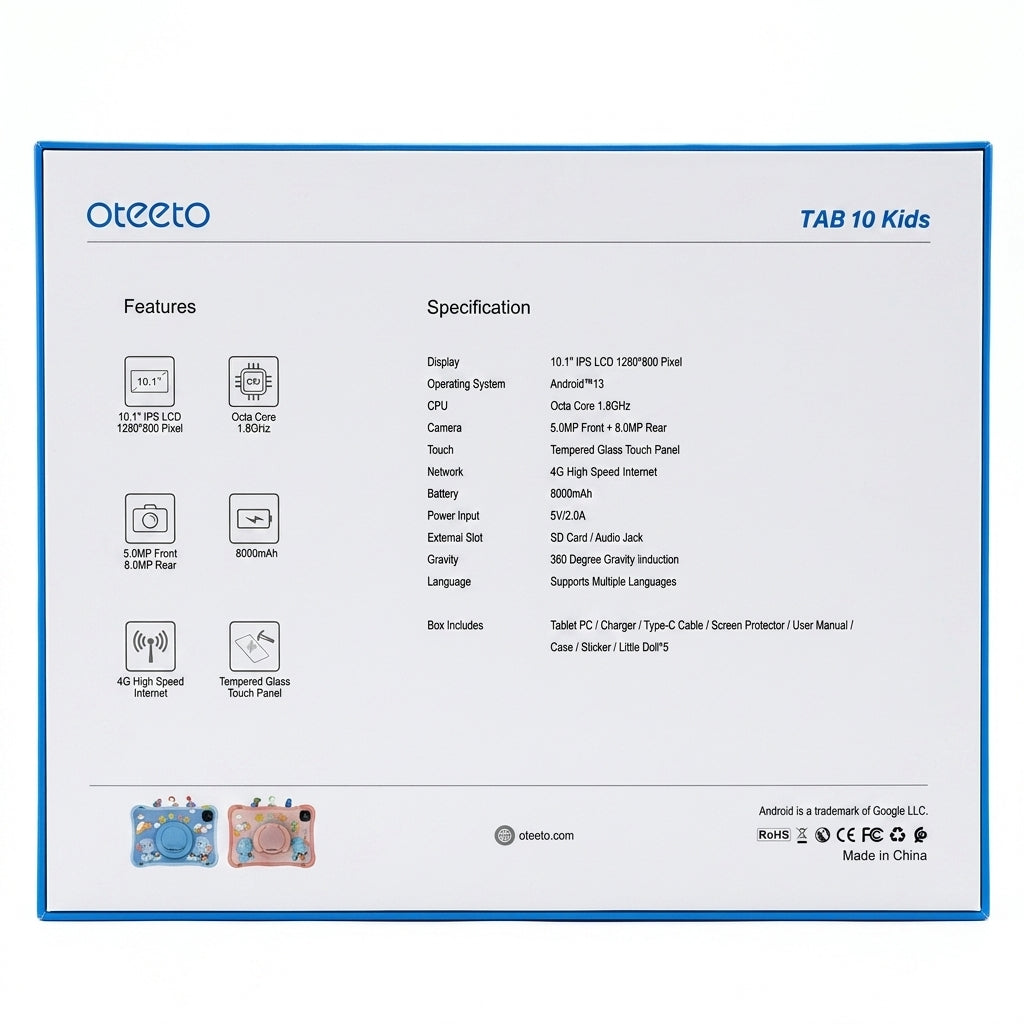 Oteeto TAB 10 Kids Tablet – Gray & Blue
