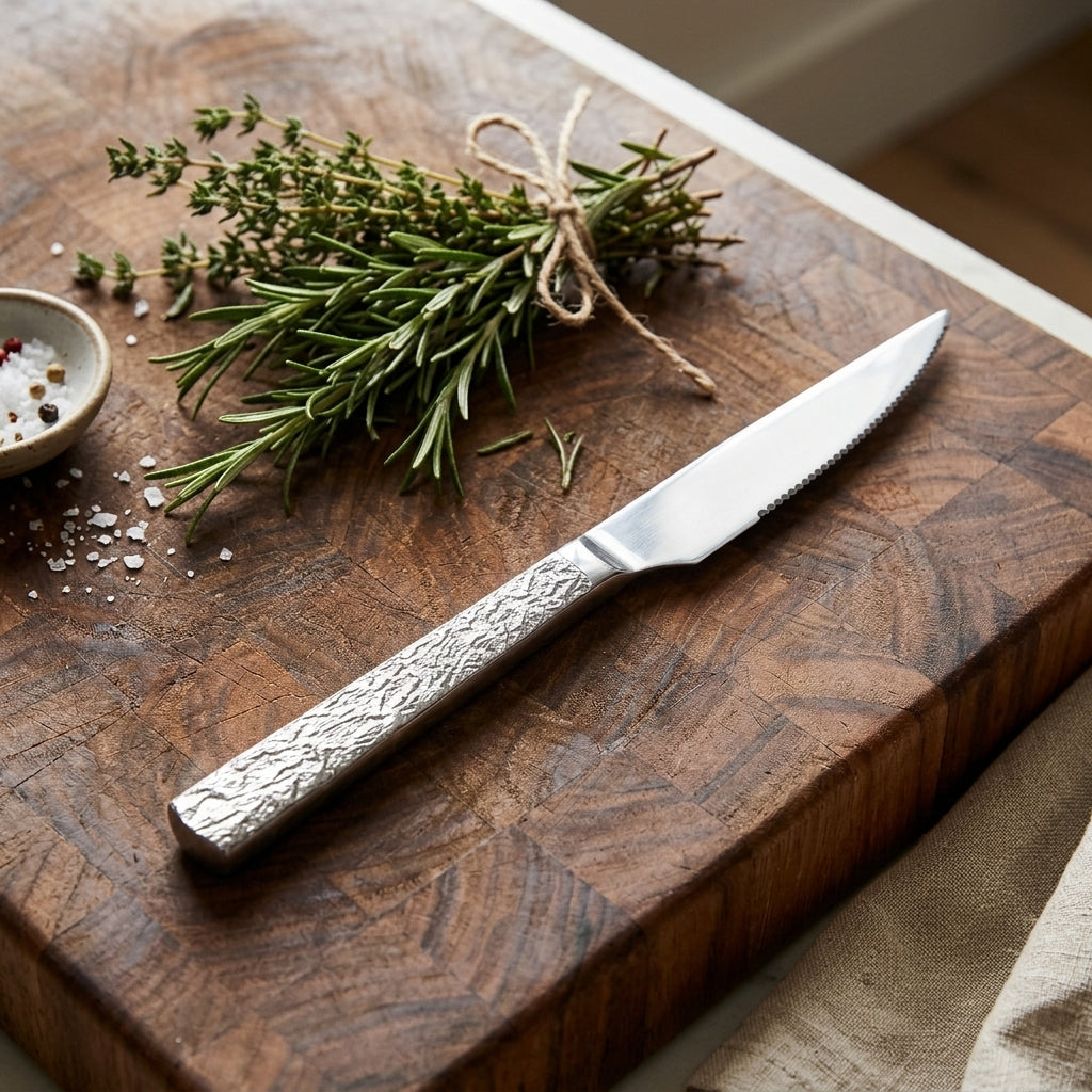 Stainless Steel Knife Set of 6 - 23cm Silver Textured Handle