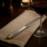 Stainless Steel Dinner Knife Set of 6 – 23cm Silver & Gold Accent