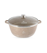 Life Smile 36cm Oven-Safe Granite Coating Cooking Pot with Glass Lid Beige/Black/Gray