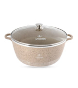 Life Smile 40cm Oven-Safe Granite Coating Cooking Pot with Glass Lid Beige/Black