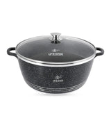 Life Smile 40cm Oven-Safe Granite Coating Cooking Pot with Glass Lid Beige/Black
