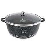 Life Smile 44cm Oven-Safe Granite Coating Cooking Pot with Glass Lid Beige/Black/Gray