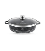Life Smile 32cm Oven-Safe Granite Coating Cooking Pot with Glass Lid Beige/Black/Gray