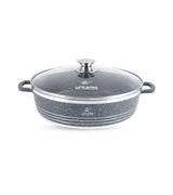 Life Smile 32cm Oven-Safe Granite Coating Cooking Pot with Glass Lid Beige/Black/Gray