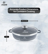 Life Smile 32cm Oven-Safe Granite Coating Cooking Pot with Glass Lid Beige/Black/Gray