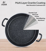 Life Smile 36cm Oven-Safe Granite Coating Cooking Pot with Glass Lid Beige/Black