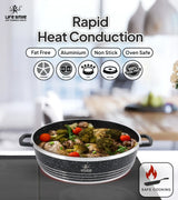 Life Smile 36cm Oven-Safe Granite Coating Cooking Pot with Glass Lid Beige/Black