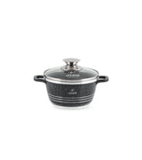 Life Smile 16cm Oven-Safe Granite Coating Cooking Pot with Glass Lid Beige/Black/Gray