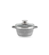 Life Smile 16cm Oven-Safe Granite Coating Cooking Pot with Glass Lid Beige/Black/Gray