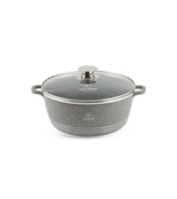 Life Smile 24cm Oven-Safe Granite Coating Cooking Pot with Glass Lid Beige/Black/Gray