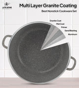 Life Smile 24cm Oven-Safe Granite Coating Cooking Pot with Glass Lid Beige/Black/Gray