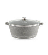 Life Smile 36cm Oven-Safe Granite Coating Cooking Pot with Glass Lid Beige/Black/Gray