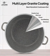 Life Smile 36cm Oven-Safe Granite Coating Cooking Pot with Glass Lid Beige/Black/Gray