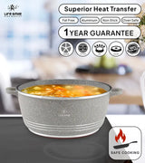 Life Smile 36cm Oven-Safe Granite Coating Cooking Pot with Glass Lid Beige/Black/Gray