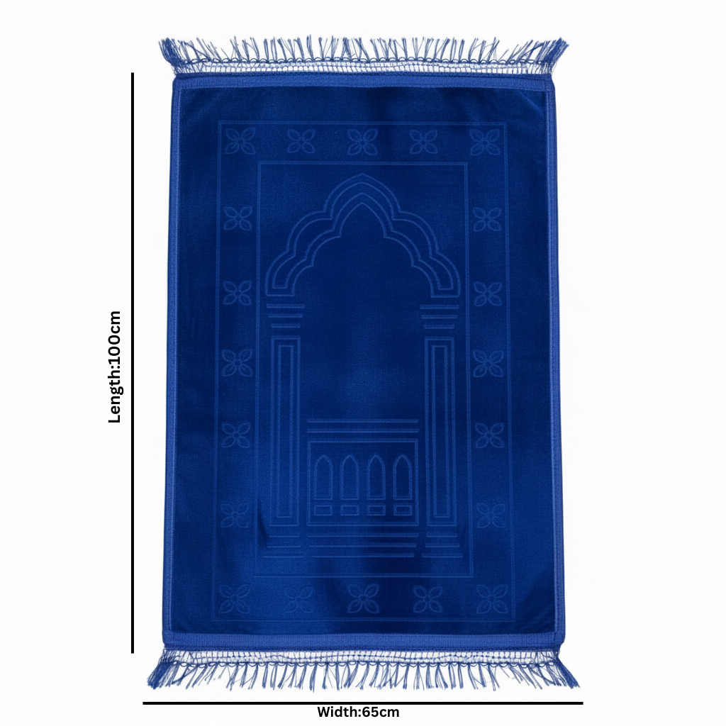 Blue Soft Velvet Prayer Mat – 100 × 65 cm