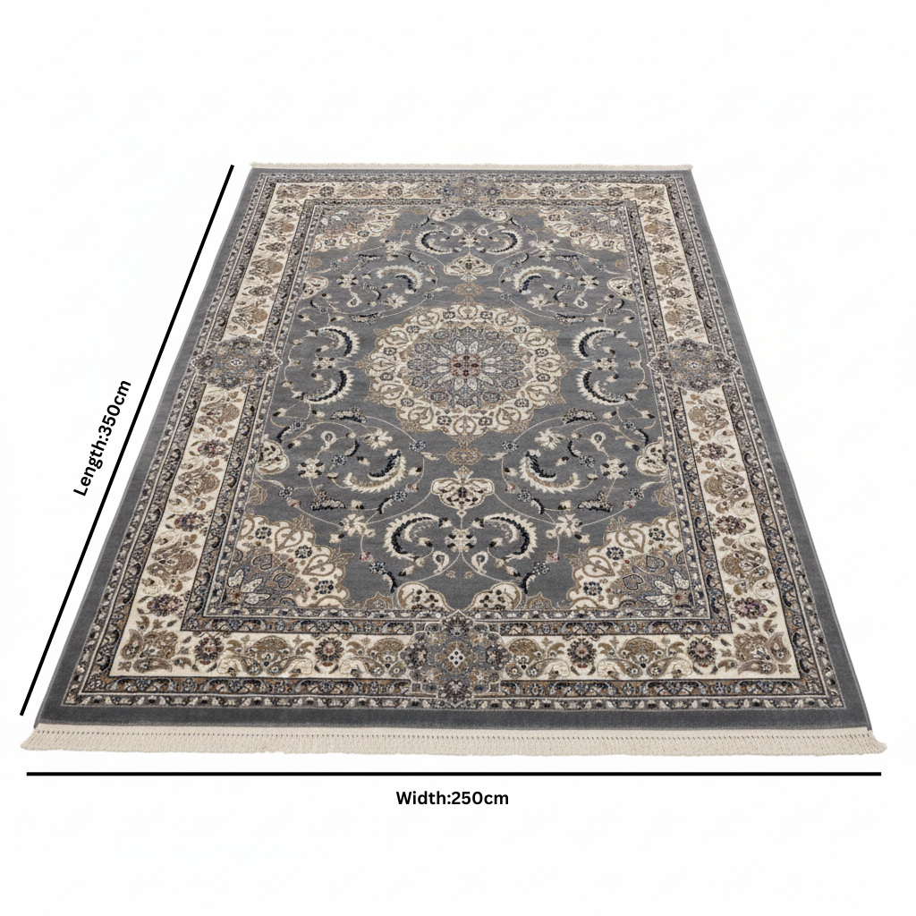 Silk Plaza Dark Grey Polyester Carpet Made in Turkey - 250×350 cm