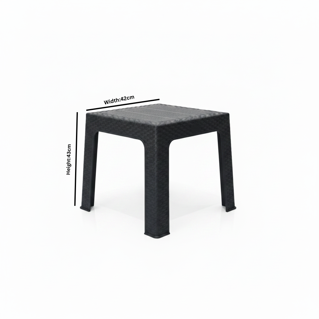Rattan-Style Plastic Coffee Table - 43×42cm - Black / White