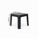 Rattan-Style Plastic Coffee Table - 43×42cm - Black / White