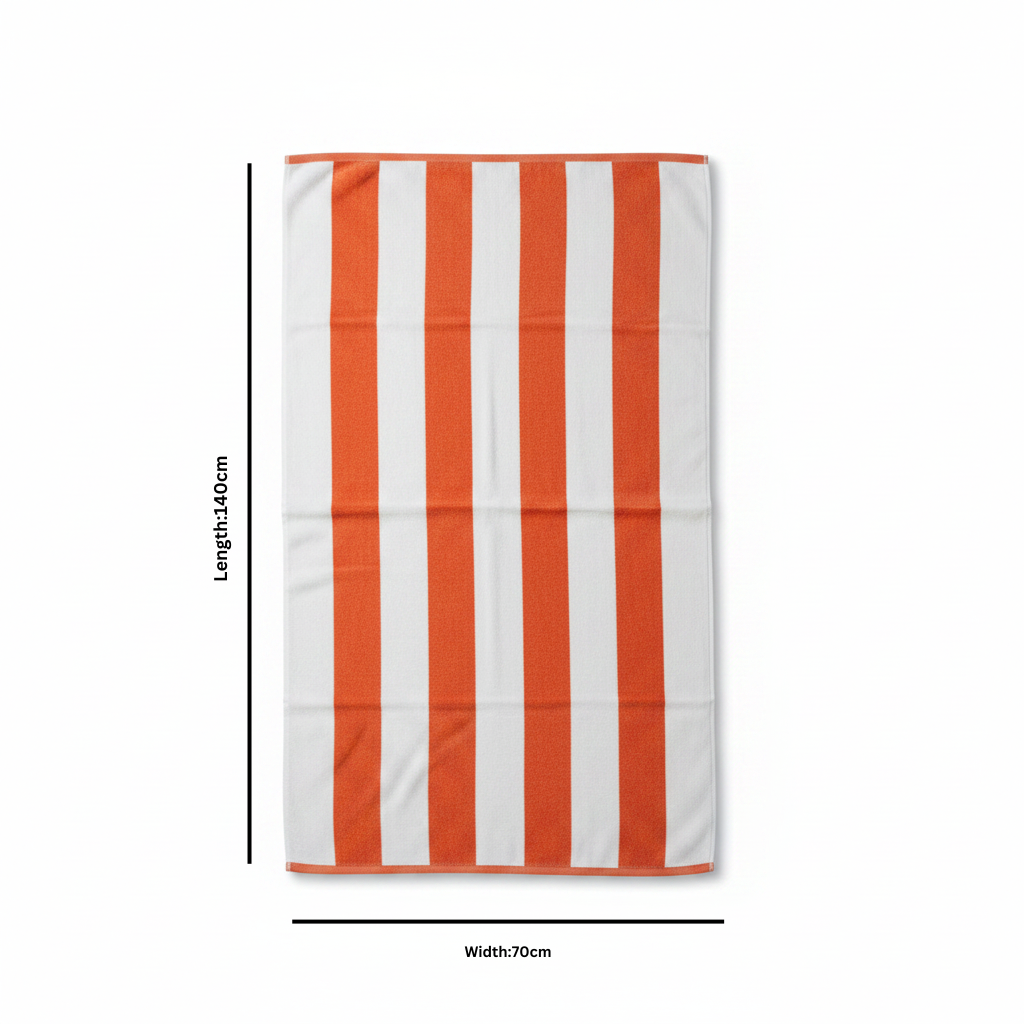 BTC Bath Towel Orange & White Striped - 70×140cm