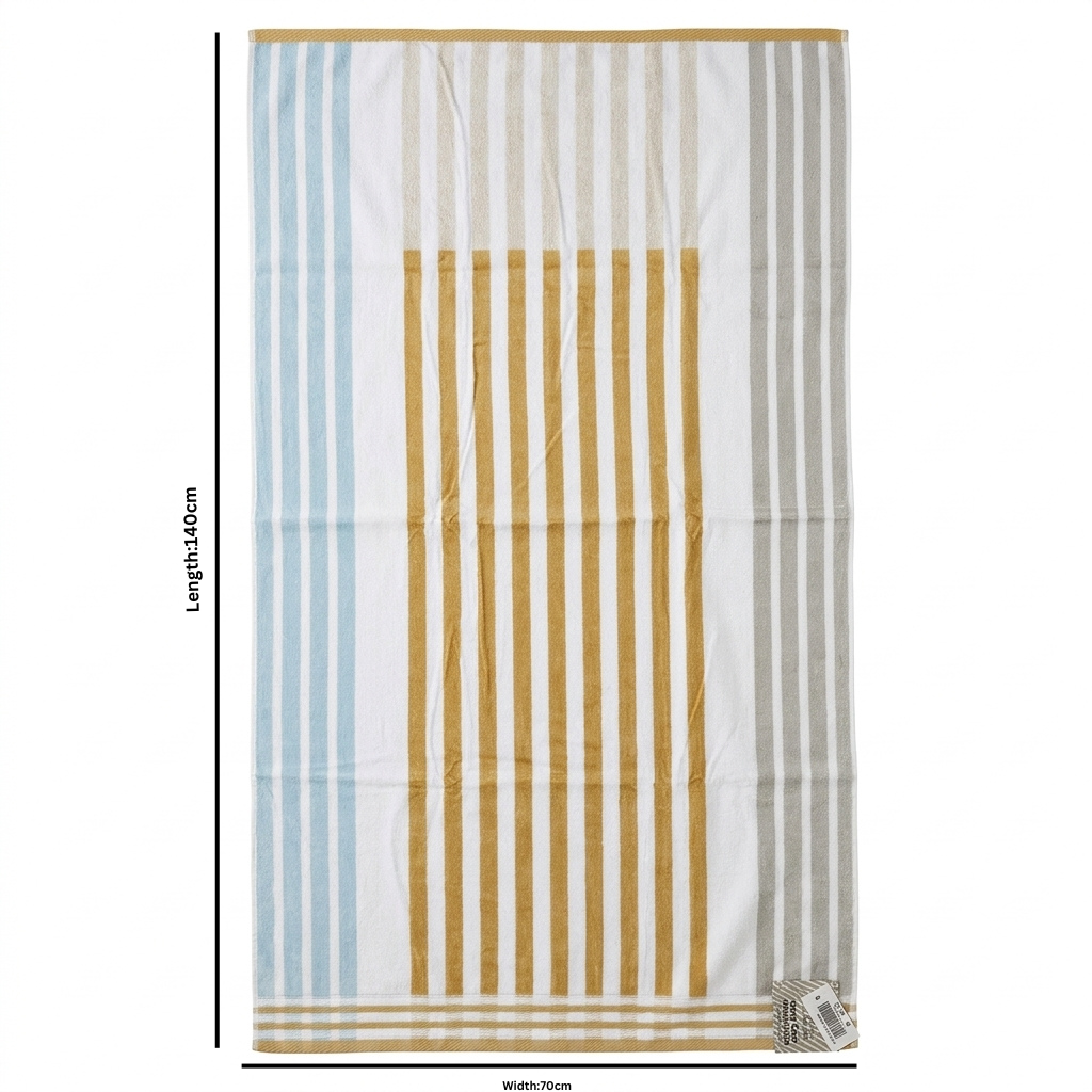 BTC Bath Towel White with Blue - 70×140cm