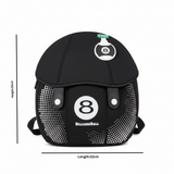Chrisbella Black Soft Round School Bag 8-Ball Kids Backpack - 25×22cm
