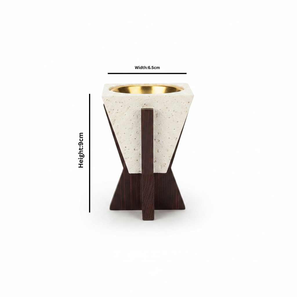 Cream & Brown Chalk Incense Burner - 9×6.5 cm