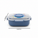 SBC Blue 2-Section Stainless Steel Kids Lunch Box with Spoon - 20×13 cm
