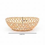 Exclusive Plastic Cane-Style Woven Design Oval Basket - 30×22 cm - Beige / Brown / White
