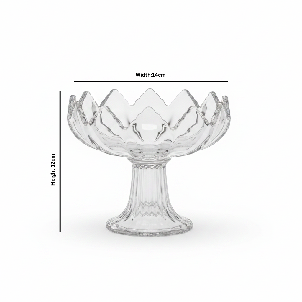 Crystal Glass Footed Candy Bowl - 12×14 cm