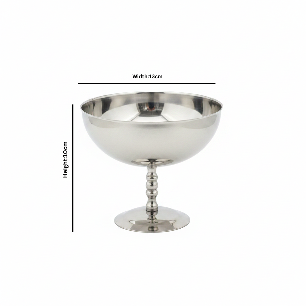 Silver Stainless Steel Ice Cream Bowl - 13×10 cm