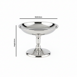 Silver Stainless Steel Pudding Cup with Pedestal Stand - 10×8 cm