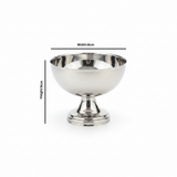 Silver Stainless Steel Ice Cream Bowl with Pedestal Base - 8×9 cm