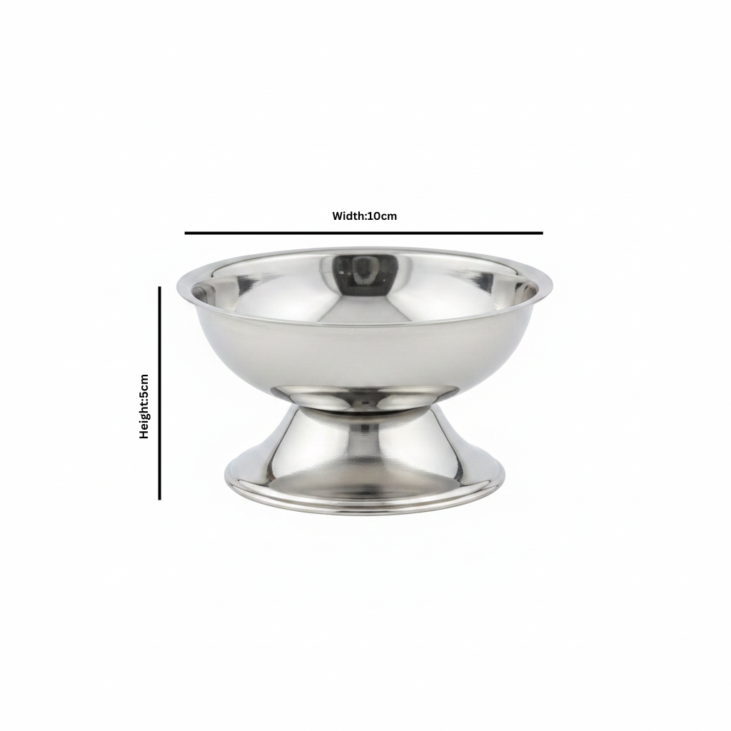 Silver Stainless Steel Ice Cream Cup with Pedestal Base – 10×5 cm