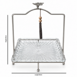 Glass Tray with Silver-Tone Metal Stand - 25×25cm