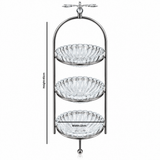 3-Tier Glass Candy Bowl with Silver Metal Stand - 12×45cm