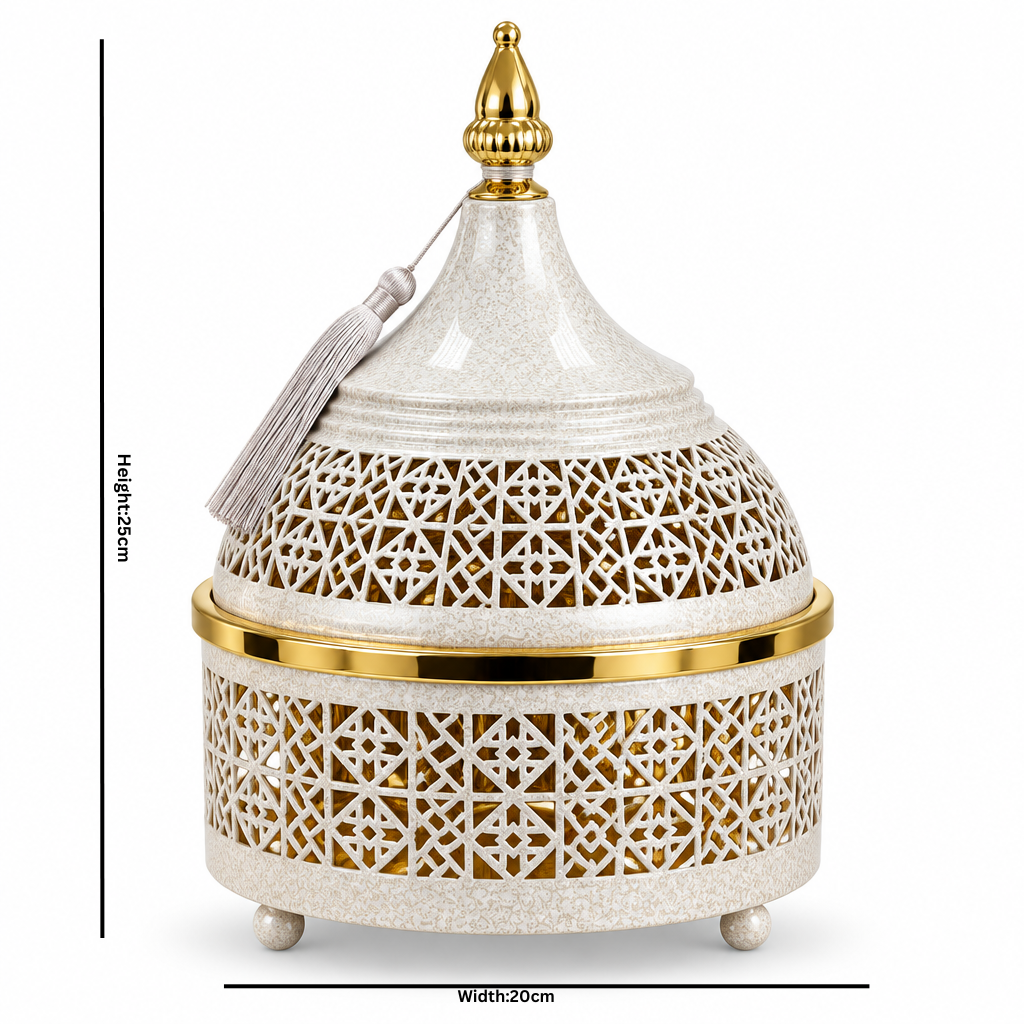 طاجن معدني ذهبي وكريمي - 20×25 سم