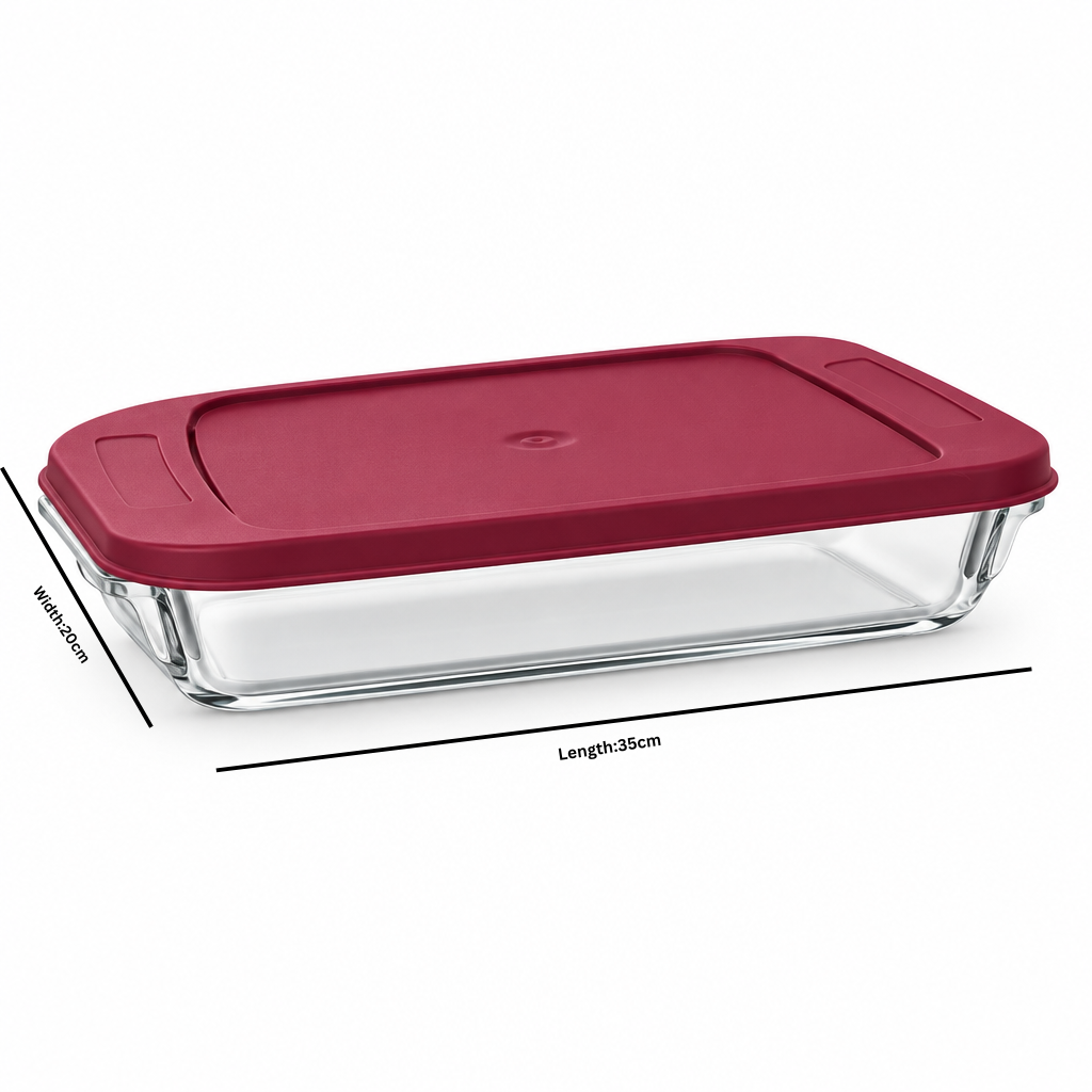 Beyti Rectangular Glass Baking Dish with Lid - 35×20cm