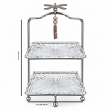 2-Tier Glass Candy Tray with Stand - 18×38cm