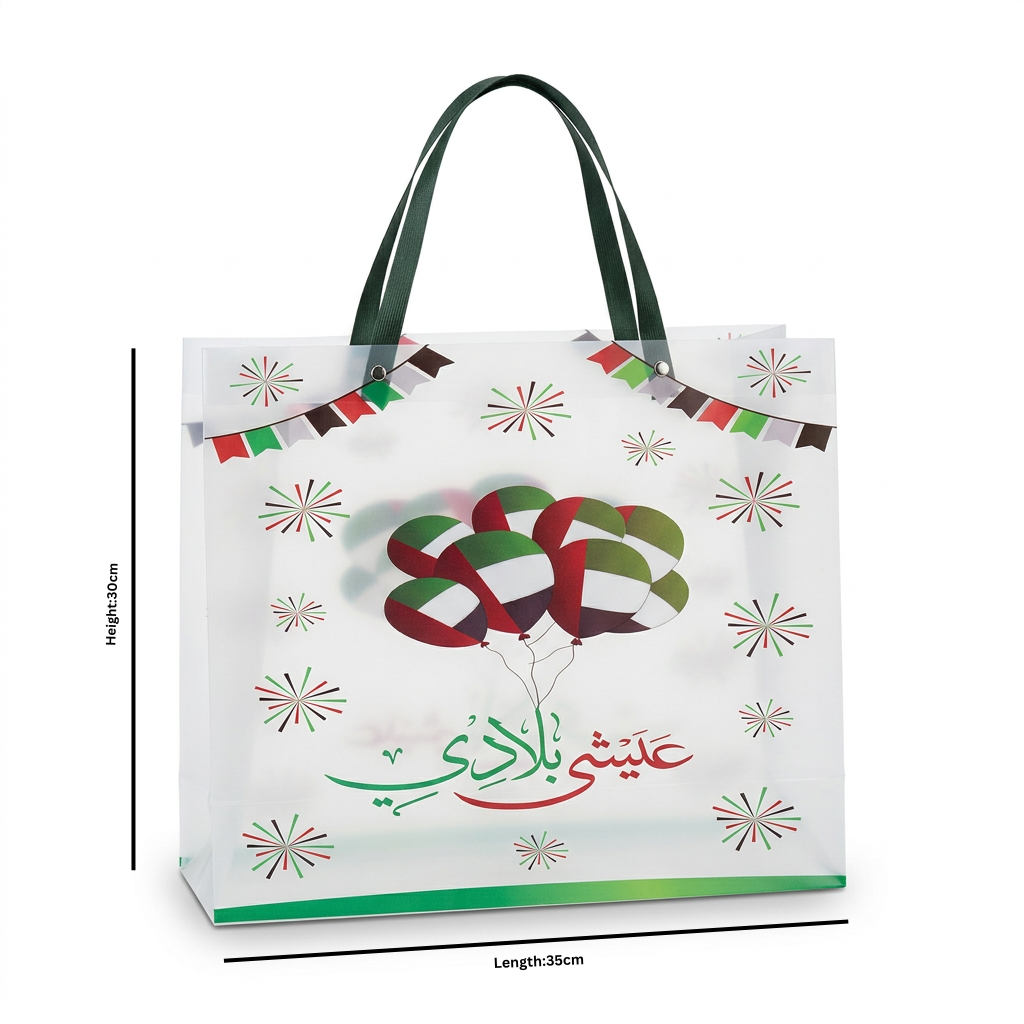 UAE National Day Plastic Gift Bag with Handles - 30×35cm